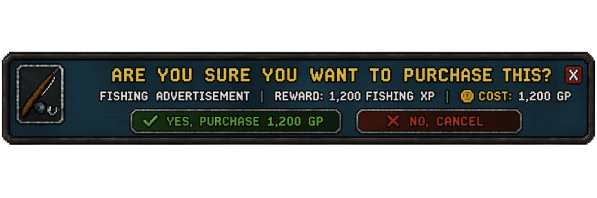 Purchase Fishing advertisement reward for 1,200 GP